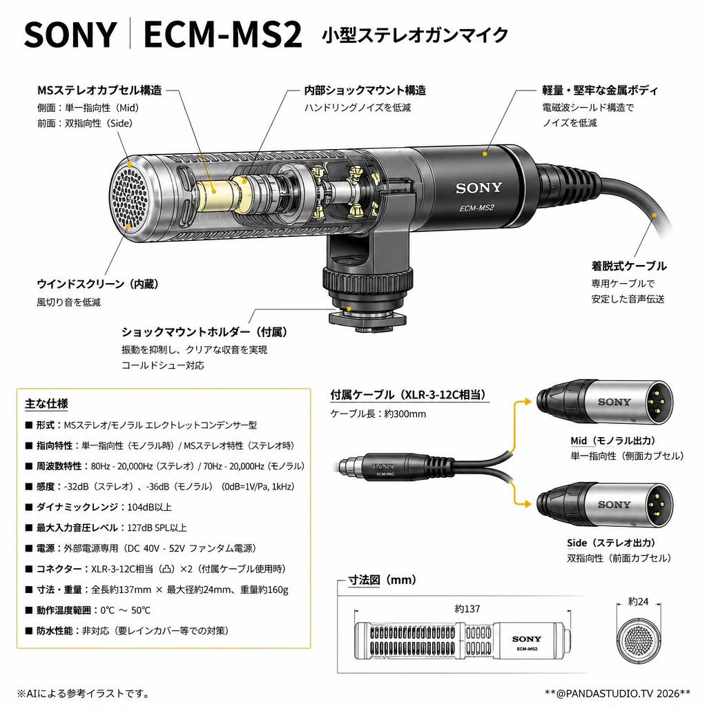 SONY ECM-MS2 小型ステレオガンマイク スペック
