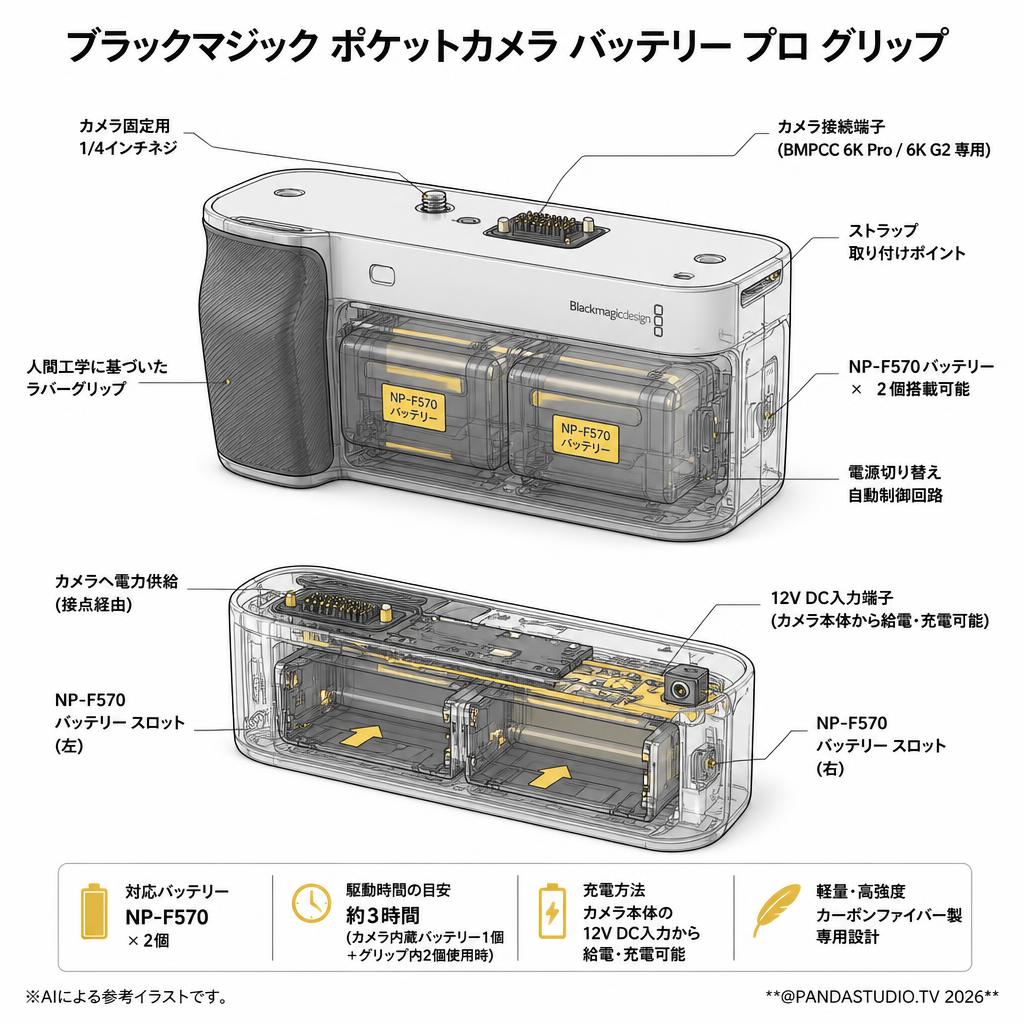Blackmagic Pocket Camera Battery Pro Grip スペック