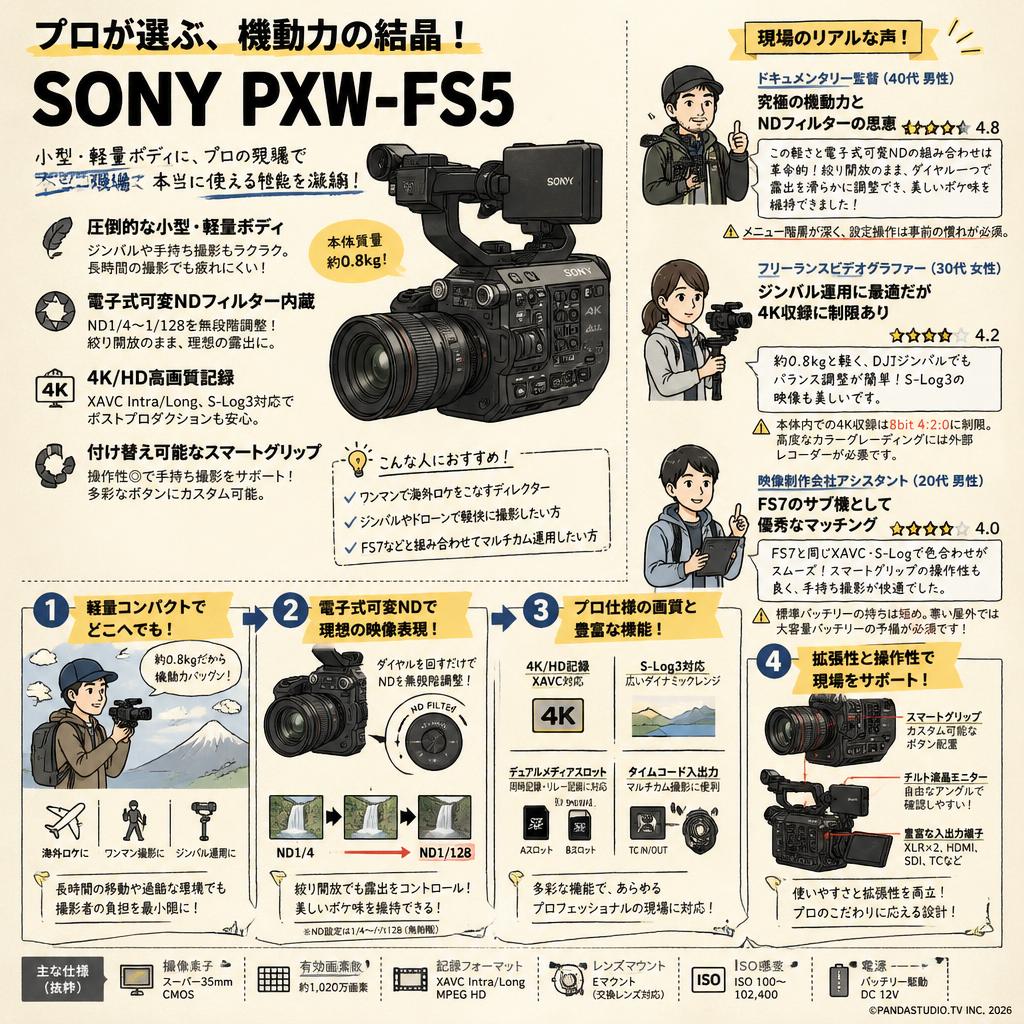 SONY PXW-FS5 インターネット上のお客様の声（評判）