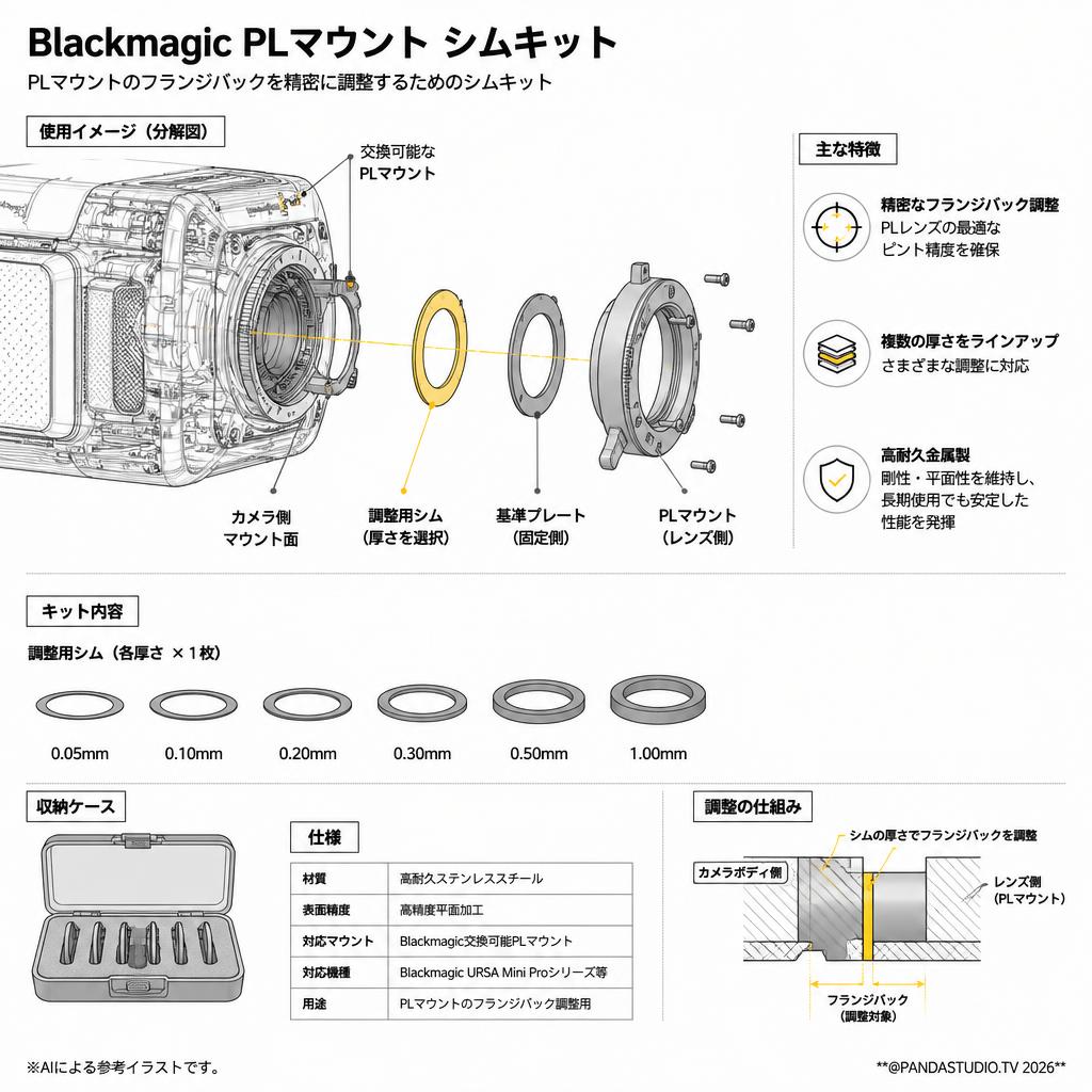 Blackmagic PL Mount Shim Kit スペック