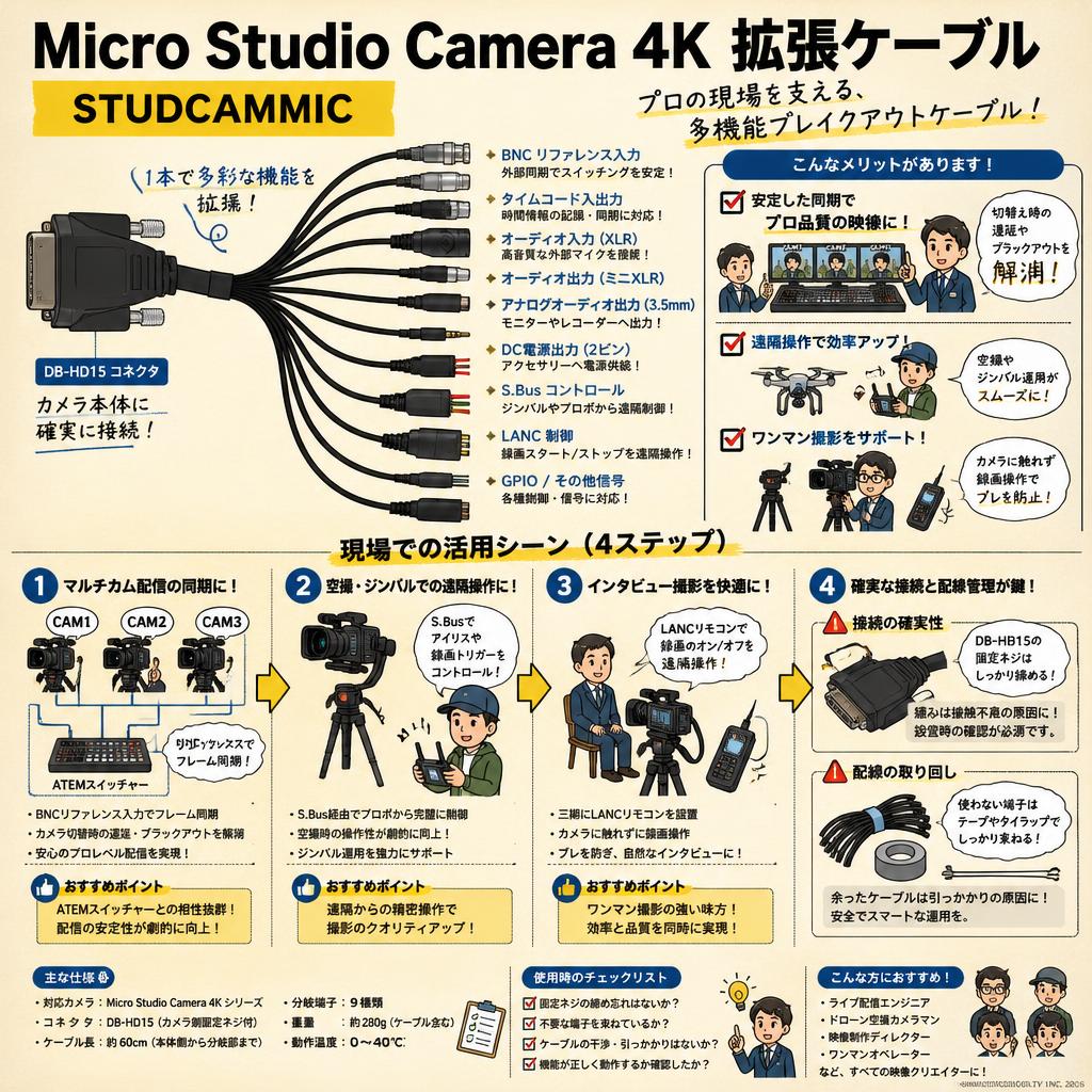 Micro Studio Camera 4K Expansion Cable-STUDCAMMIC インターネット上のお客様の声（評判）