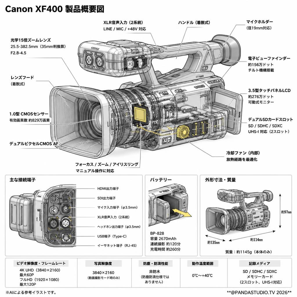 Canon XF400（30％ポイントバックキャンペーン中） スペック