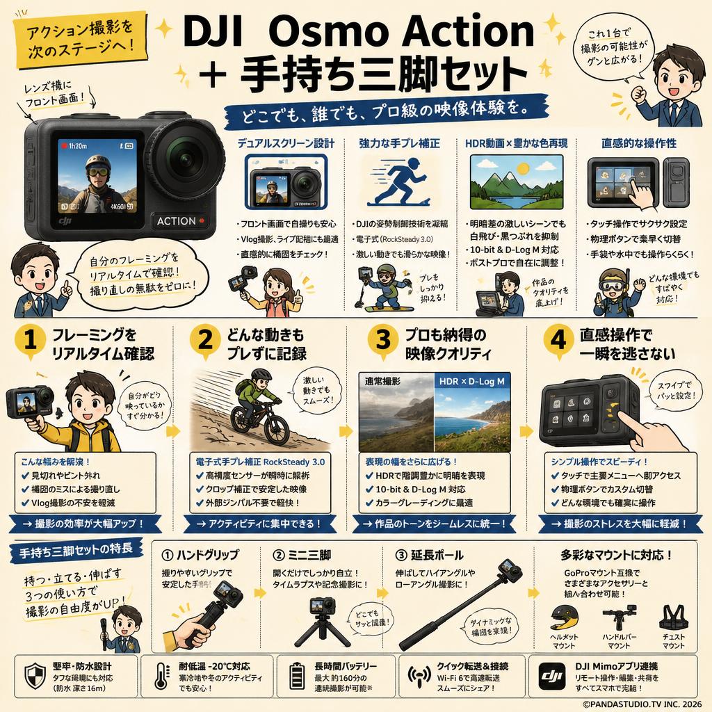 DJI  Osmo Action ＋ 手持ち三脚セット 概要