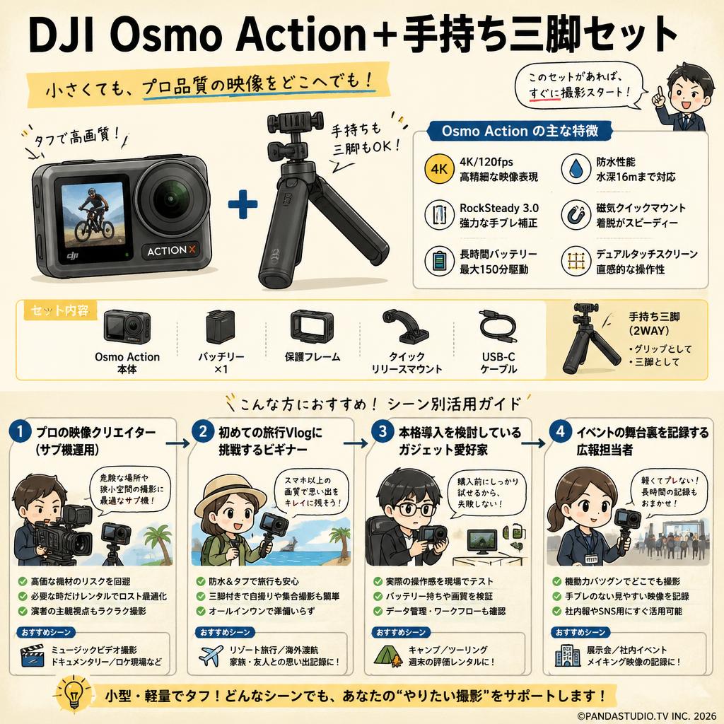 DJI  Osmo Action ＋ 手持ち三脚セット おもな対象のお客様