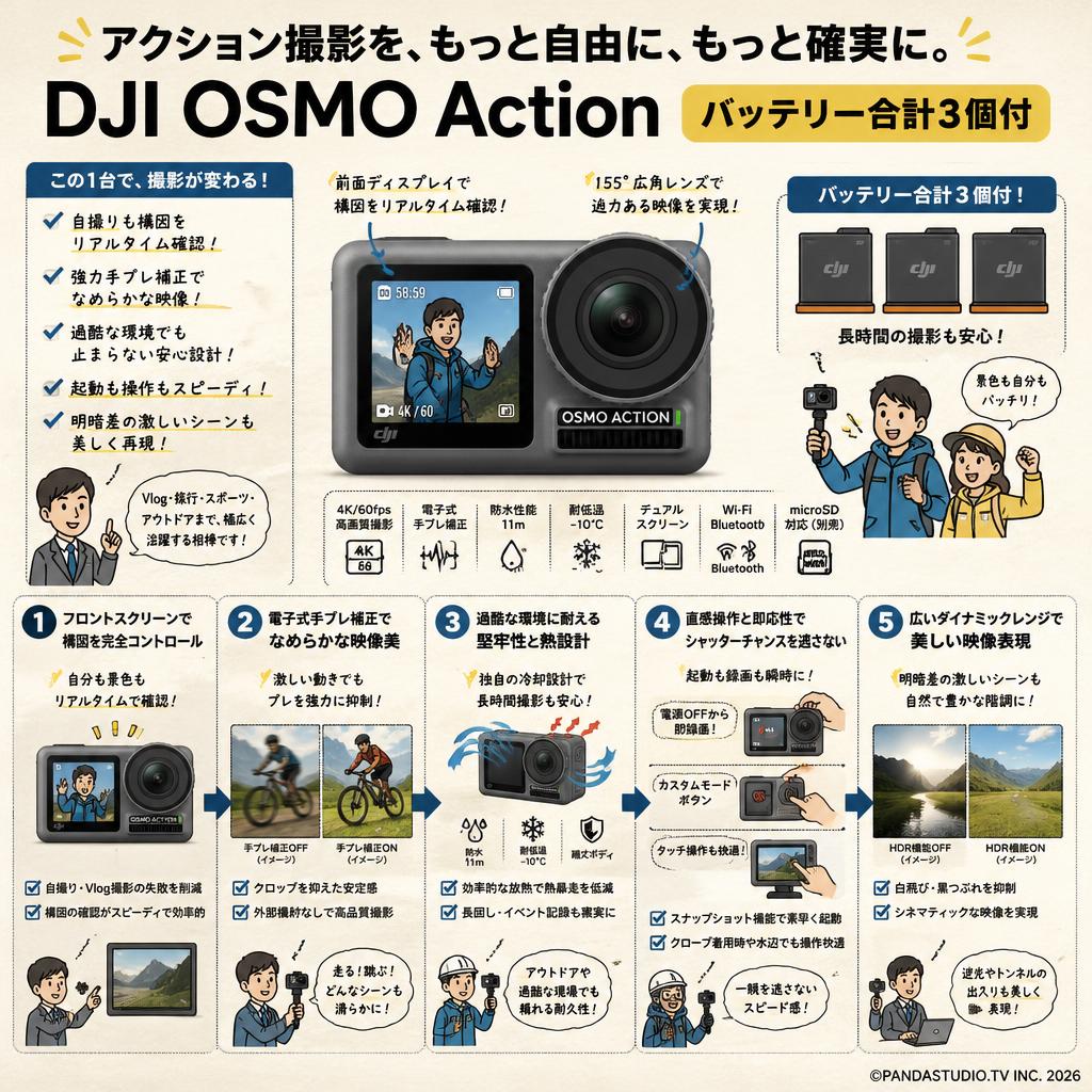 DJI OSMO Action （バッテリー合計3個付） 概要