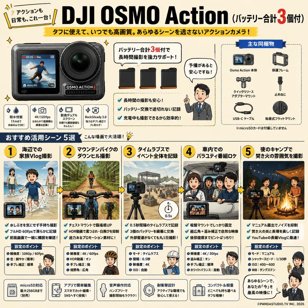 DJI OSMO Action （バッテリー合計3個付） 用途