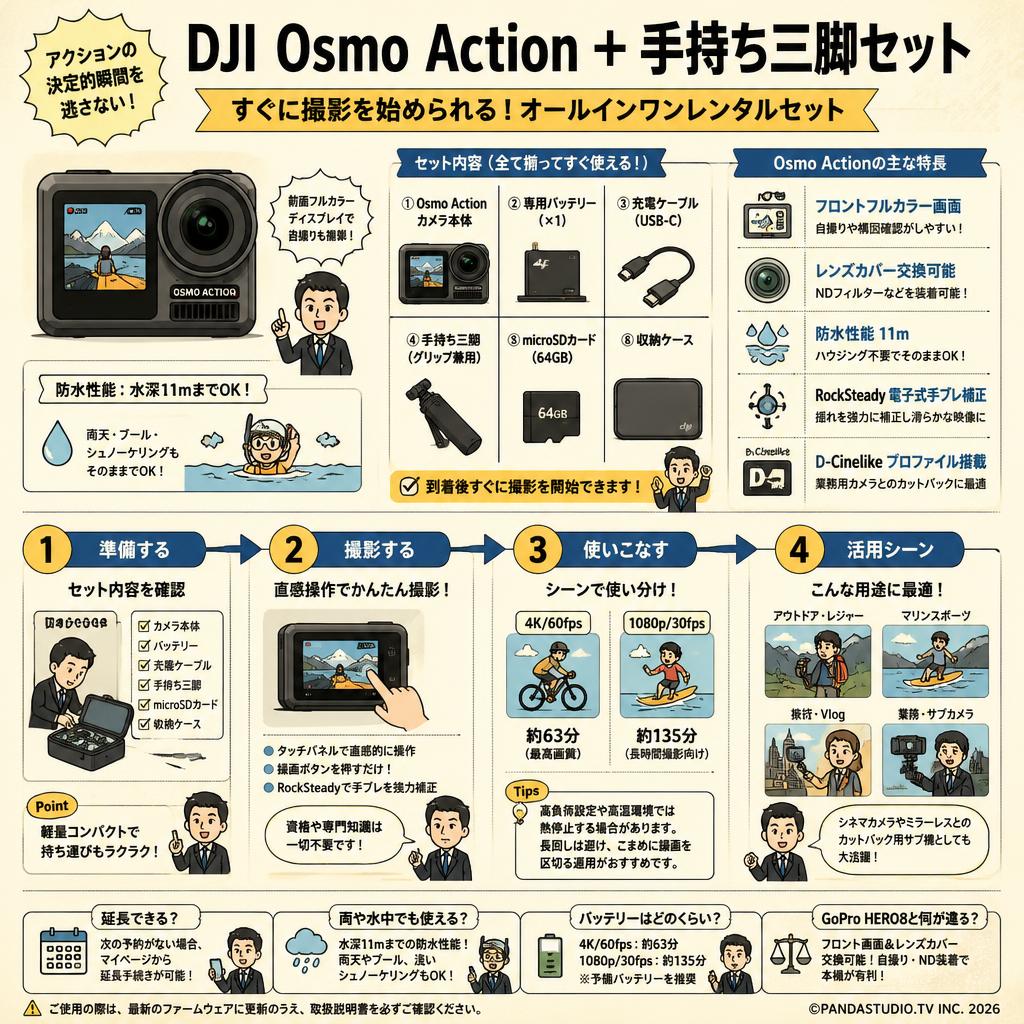DJI  Osmo Action ＋ 手持ち三脚セット FAQ（よくある質問と答え）