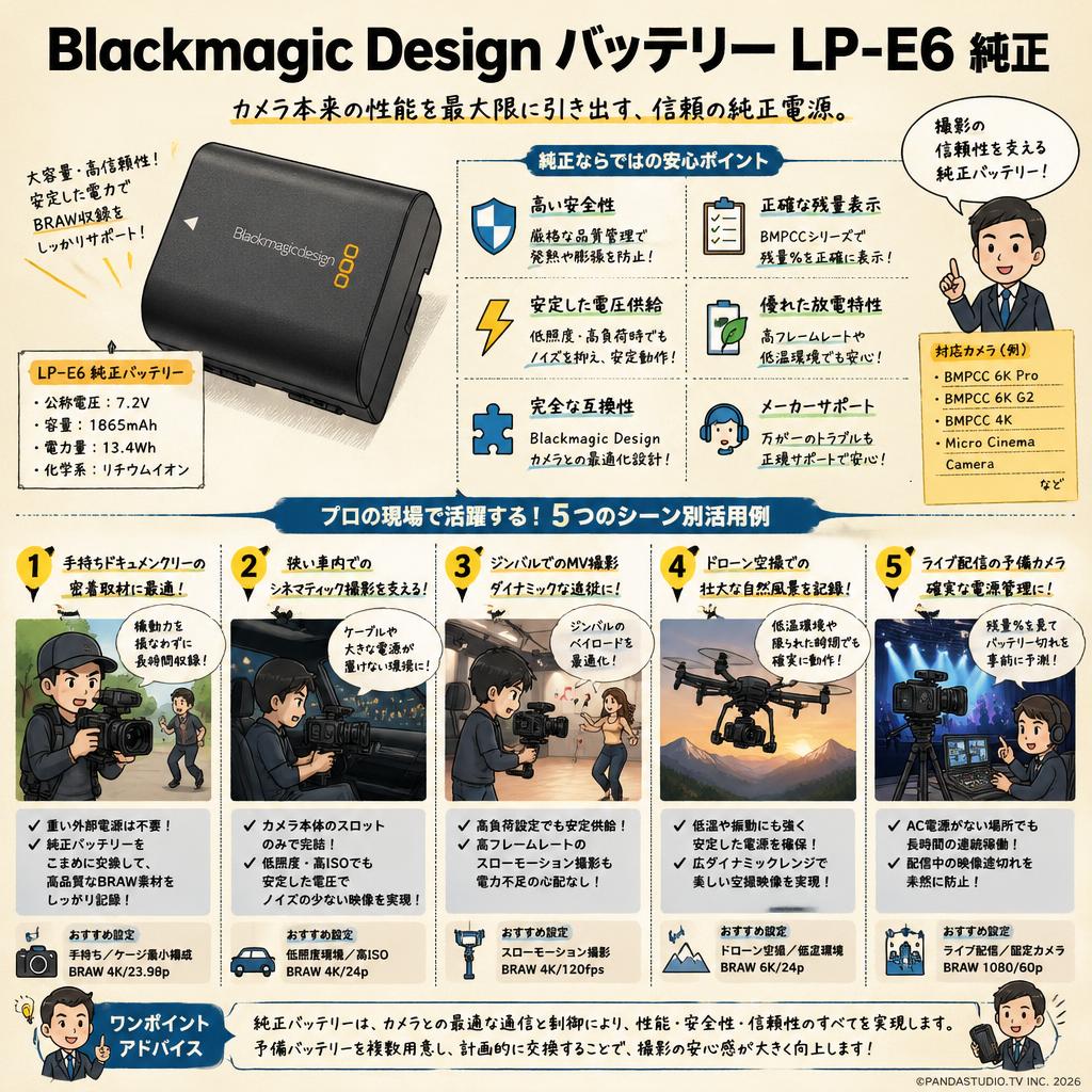 Blackmagic Design バッテリー LP-E6 純正 用途