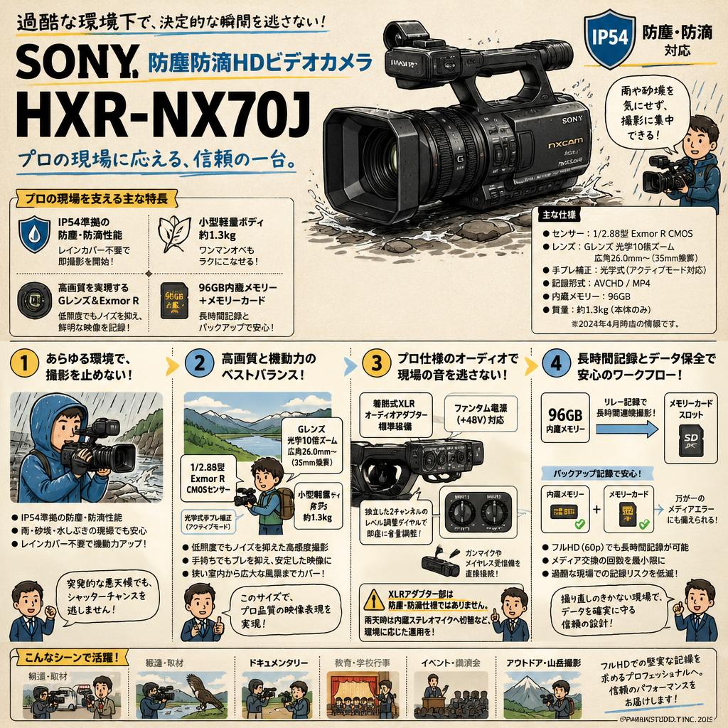 SONY 防塵防滴HDビデオカメラ HXR-NX70J 概要