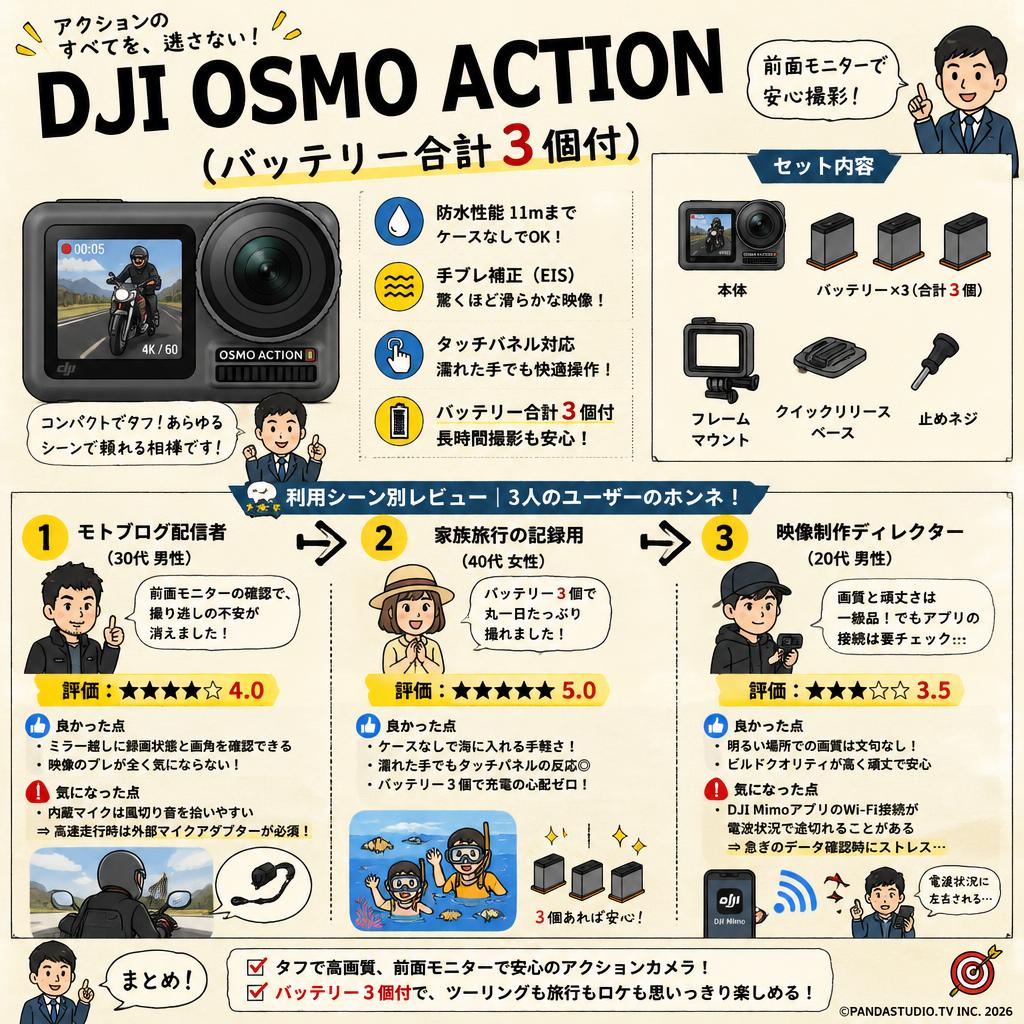 DJI OSMO Action （バッテリー合計3個付） インターネット上のお客様の声（評判）