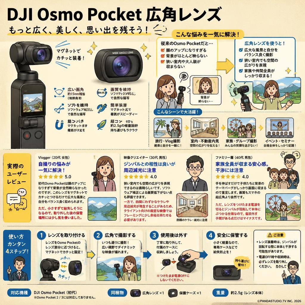 DJI Osmo Pocket  広角レンズ インターネット上のお客様の声（評判）