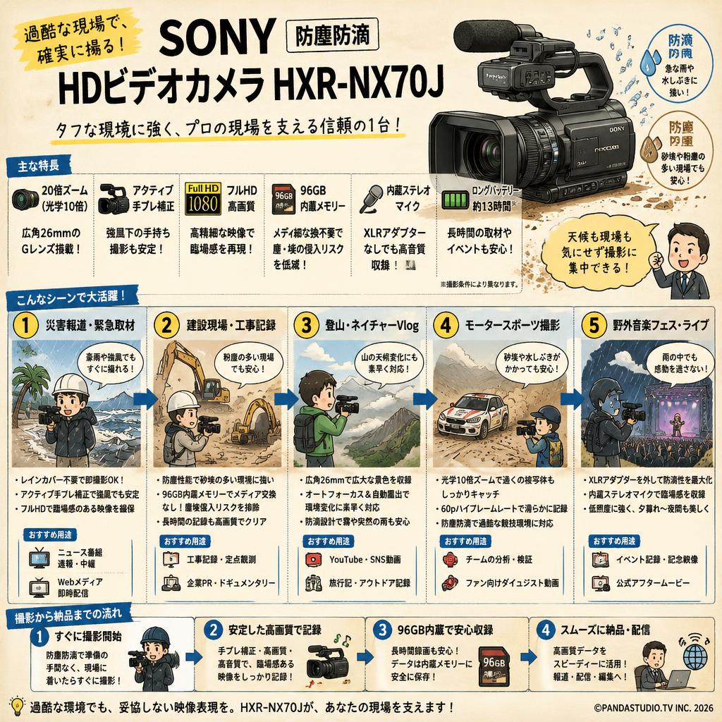 SONY 防塵防滴HDビデオカメラ HXR-NX70J 用途