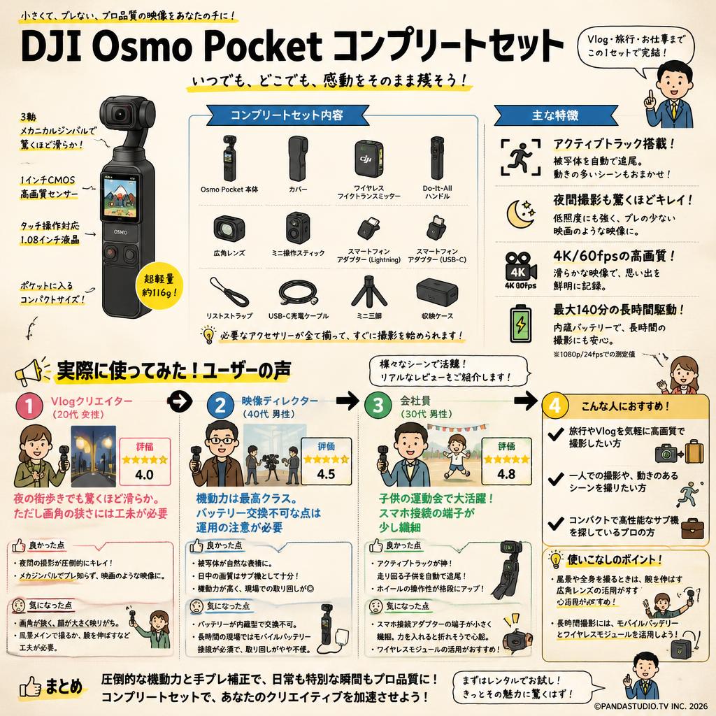 DJI Osmo Pocket コンプリートセット インターネット上のお客様の声（評判）