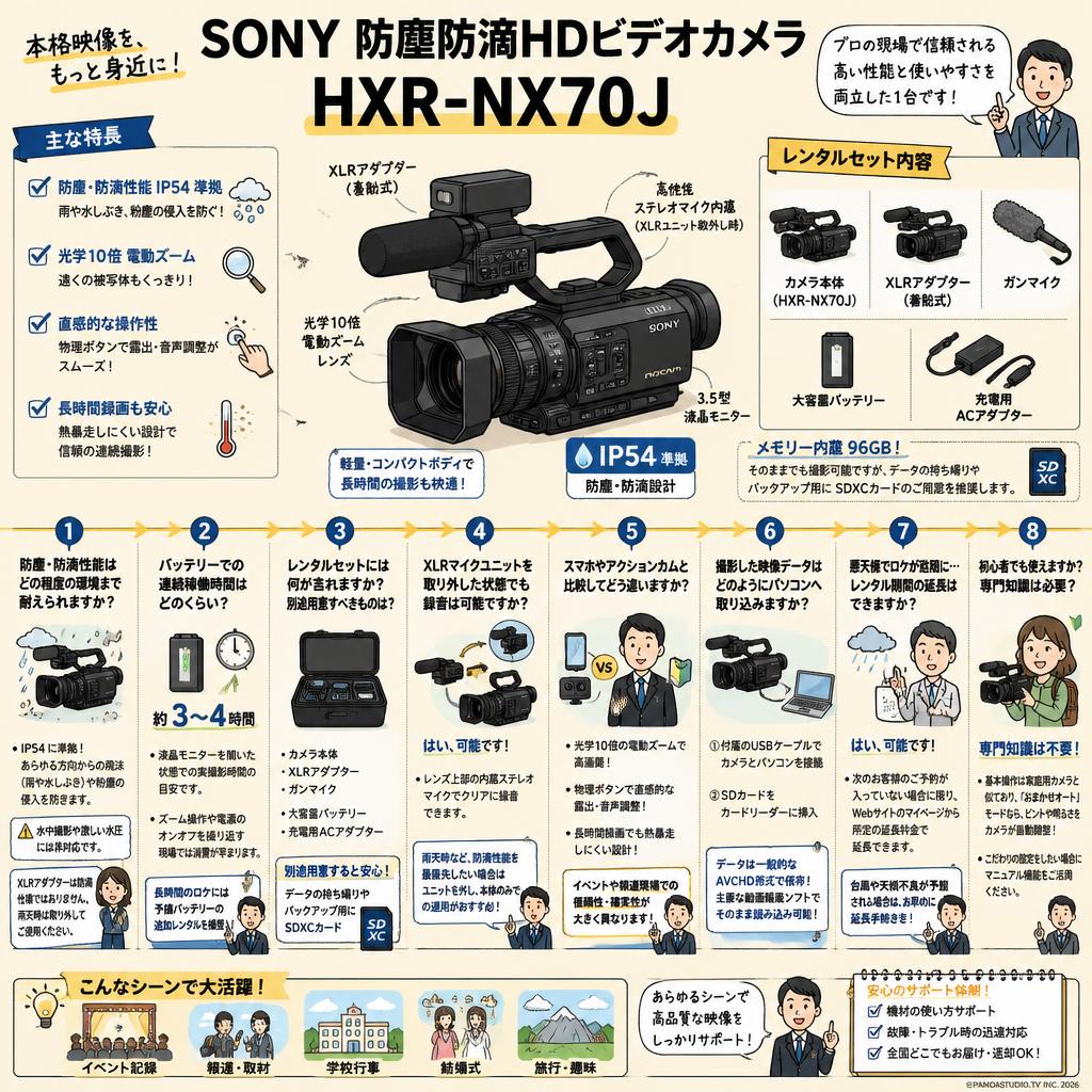 SONY 防塵防滴HDビデオカメラ HXR-NX70J FAQ（よくある質問と答え）