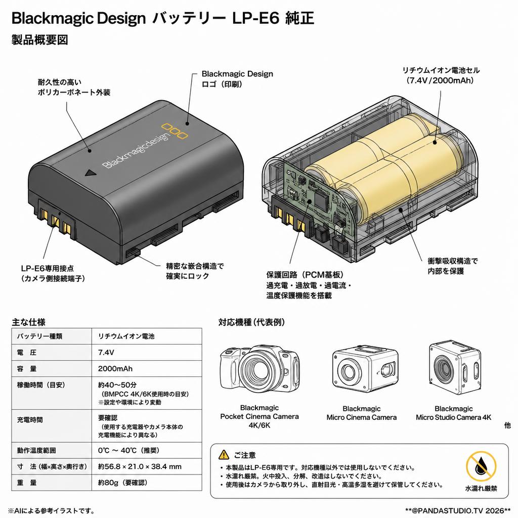Blackmagic Design バッテリー LP-E6 純正 スペック