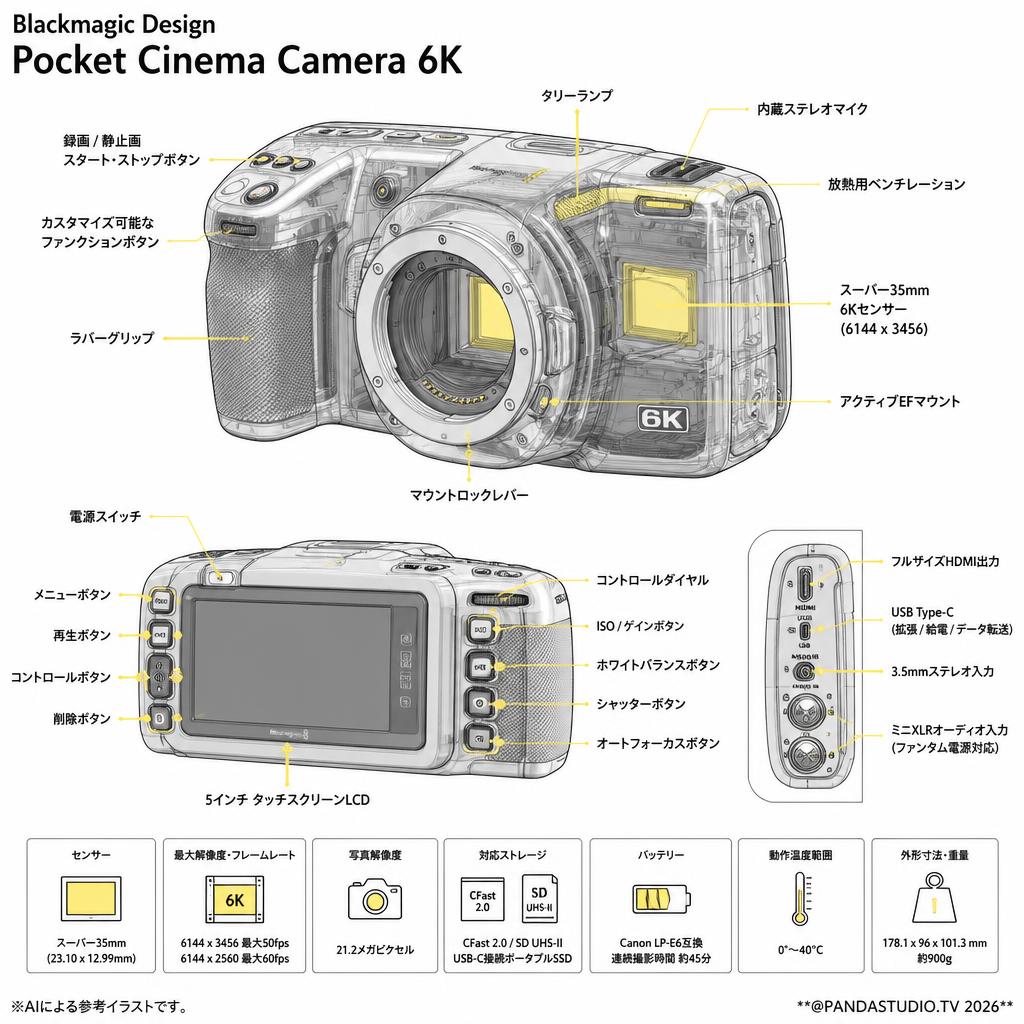 Blackmagic Design Pocket Cinema Camera 6K スペック