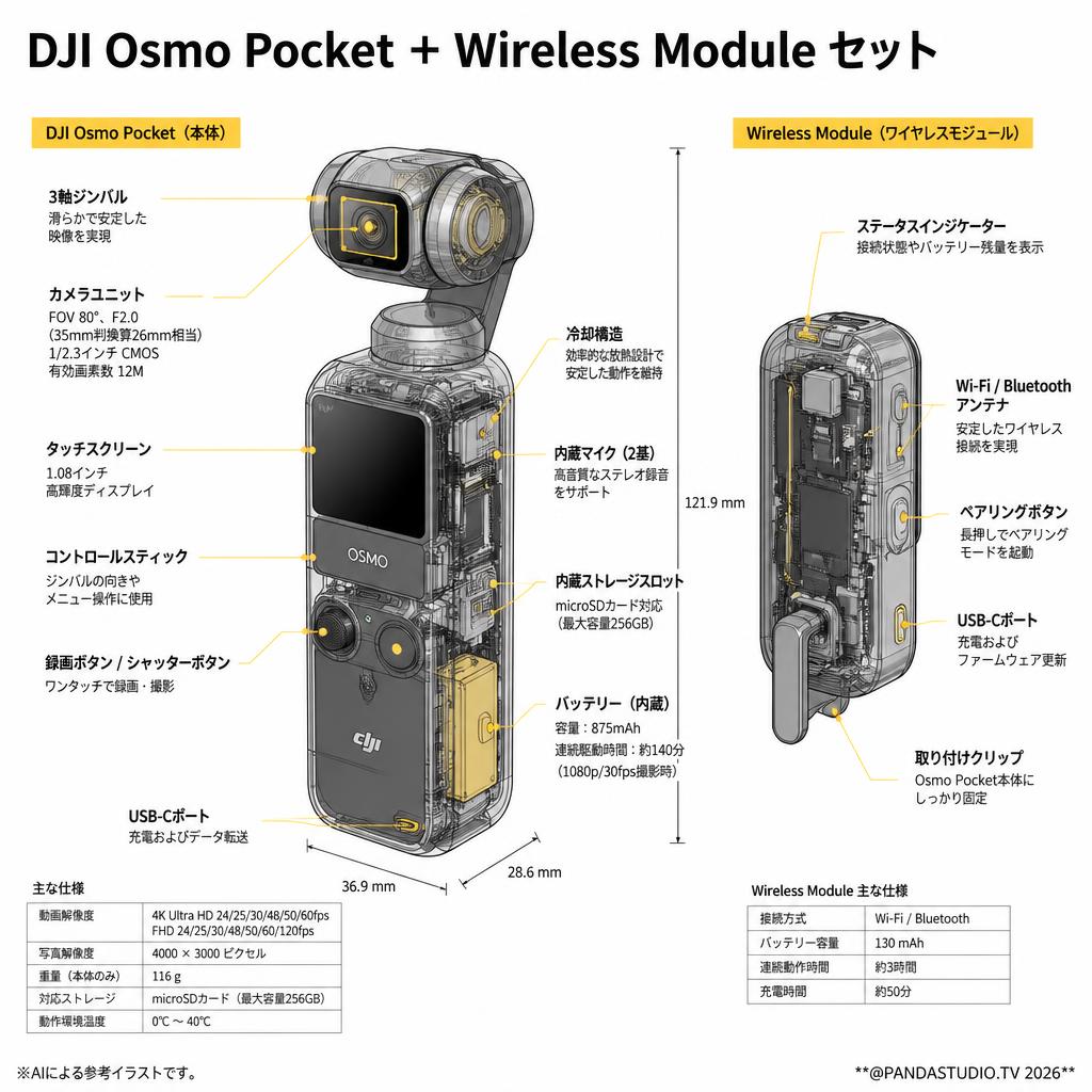 DJI Osmo Pocket ＋ Wireless Module セット スペック