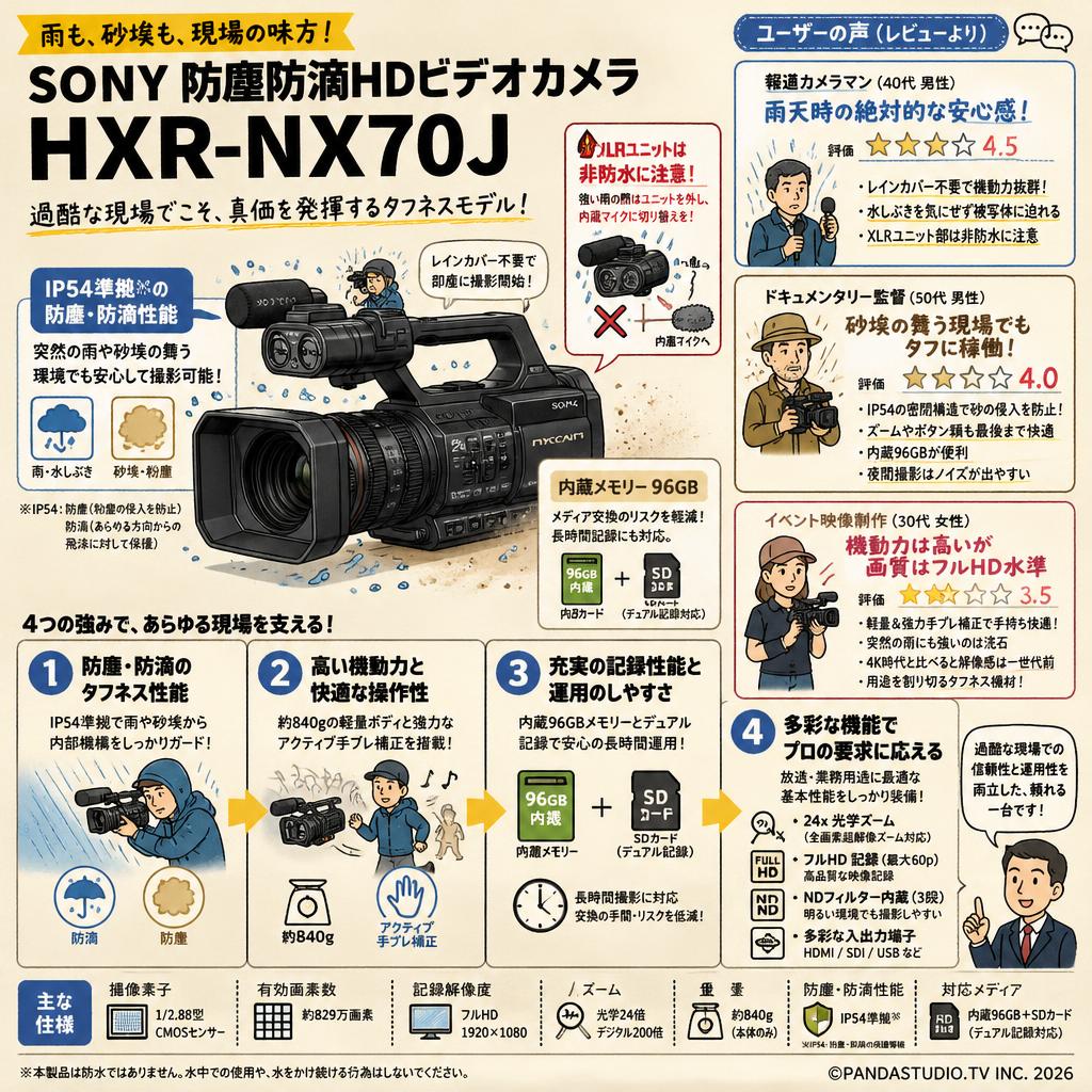 SONY 防塵防滴HDビデオカメラ HXR-NX70J インターネット上のお客様の声（評判）