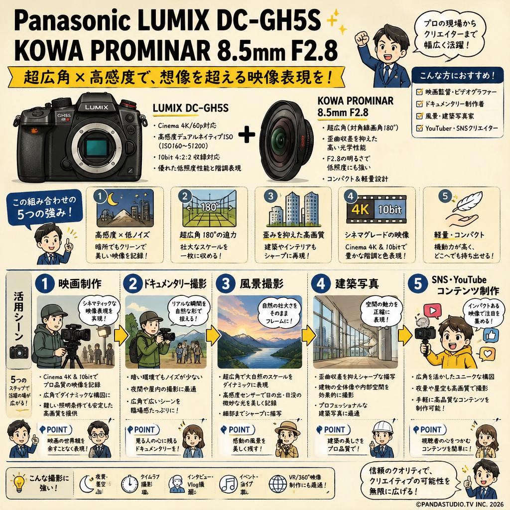 Panasonic LUMIX DC-GH5S + KOWA PROMINAR 8.5mm F2.8 用途