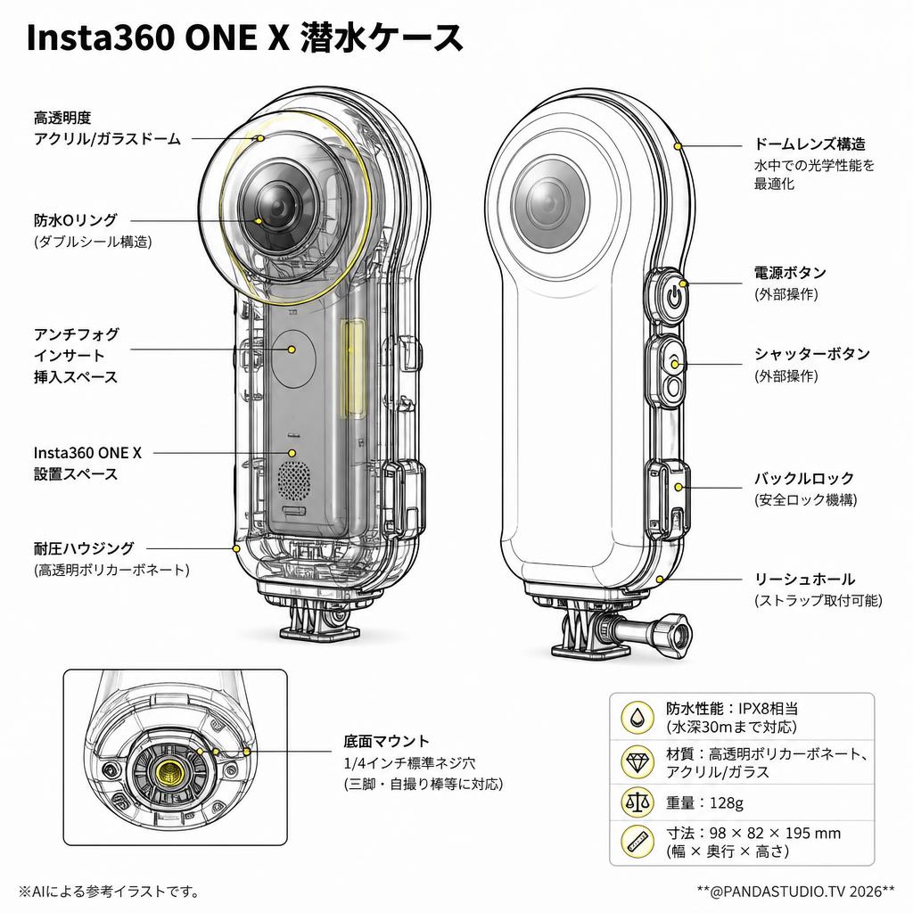 Insta360 ONE X 潜水ケース スペック
