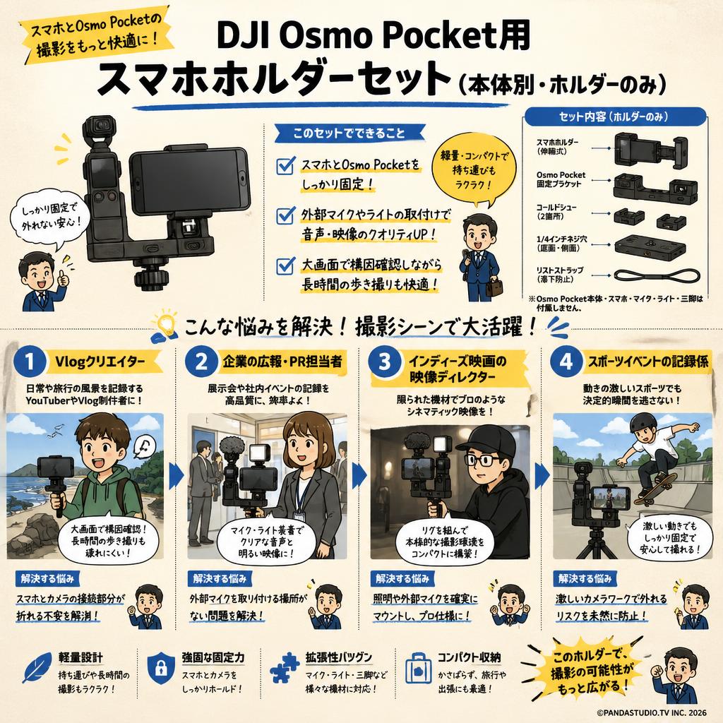 DJI Osmo Pocket用スマホホルダーセット(本体別・ホルダーのみ） おもな対象のお客様