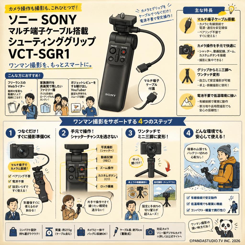 ソニー SONY マルチ端子ケーブル搭載 シューティンググリップ VCT-SGR1 おもな対象のお客様
