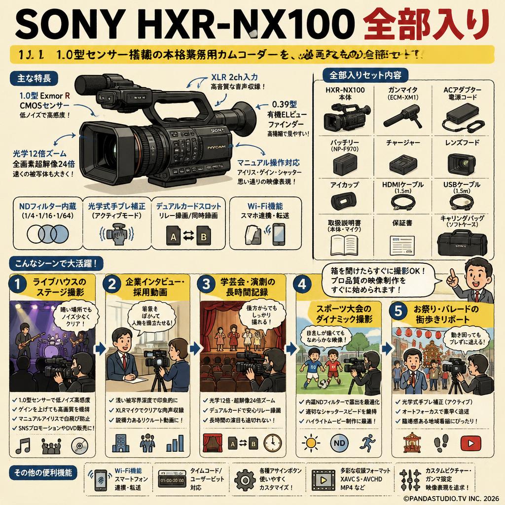 SONY HXR-NX100 全部入り 用途