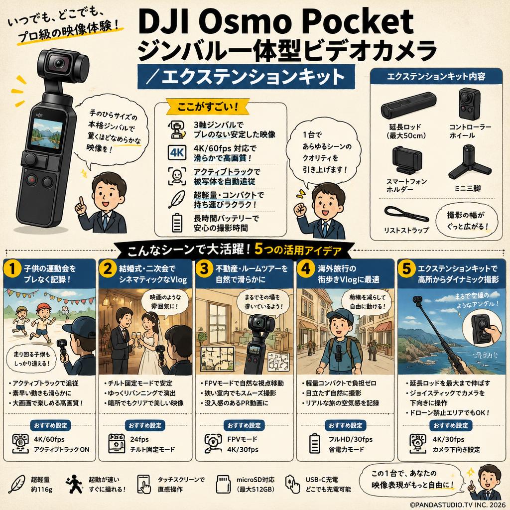 DJI Osmo Pocket ジンバル一体型ビデオカメラ / エクステンションキット 用途