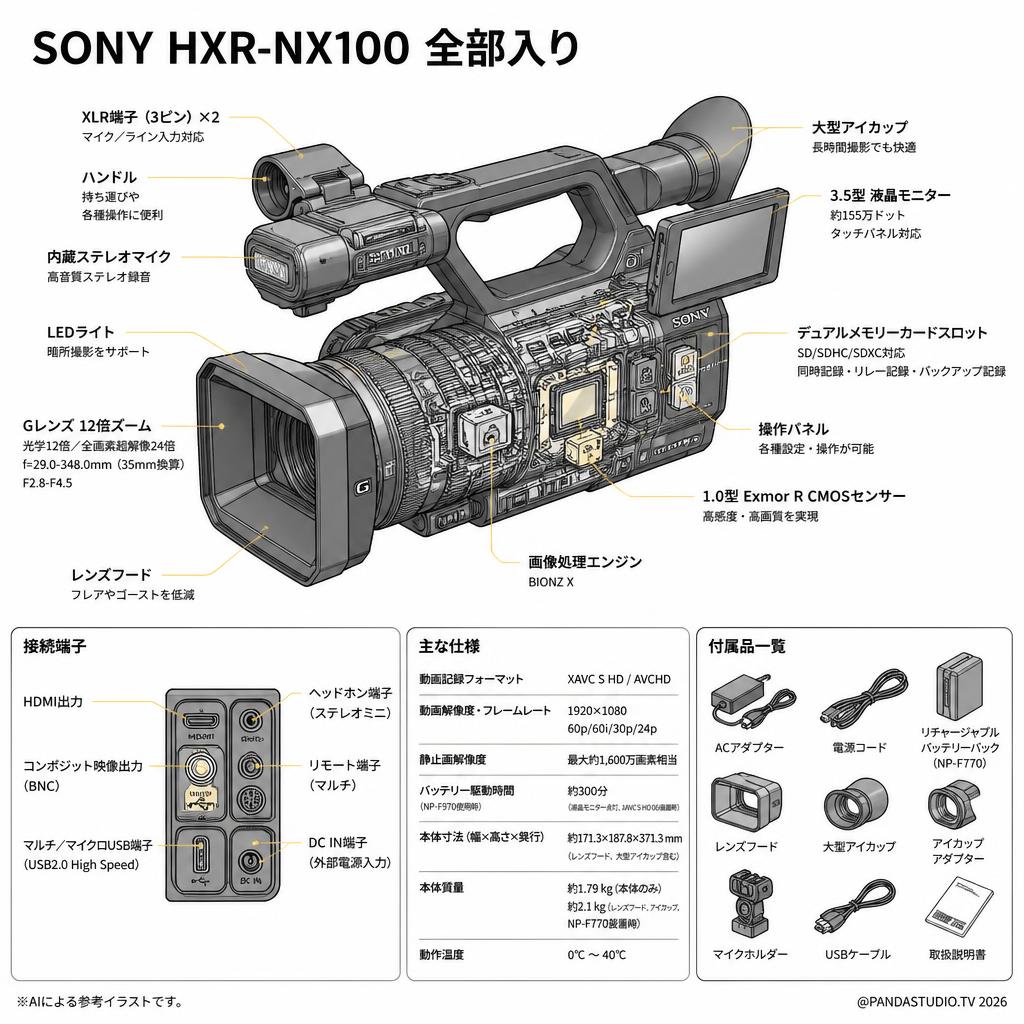 SONY HXR-NX100 全部入り スペック