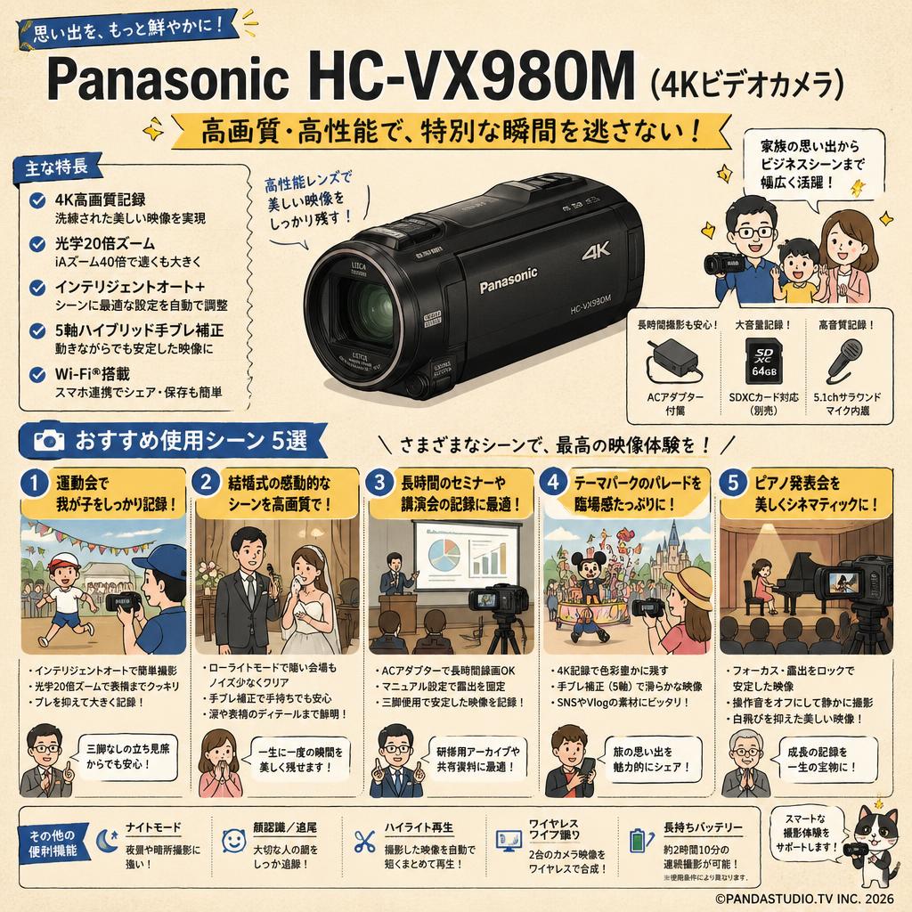 Panasonic HC-VX980M (4Kビデオカメラ) 用途