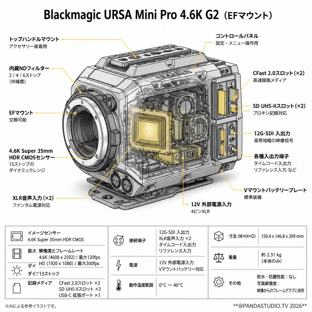 Blackmagic URSA Mini Pro 4.6K G2（EFマウント） スペック