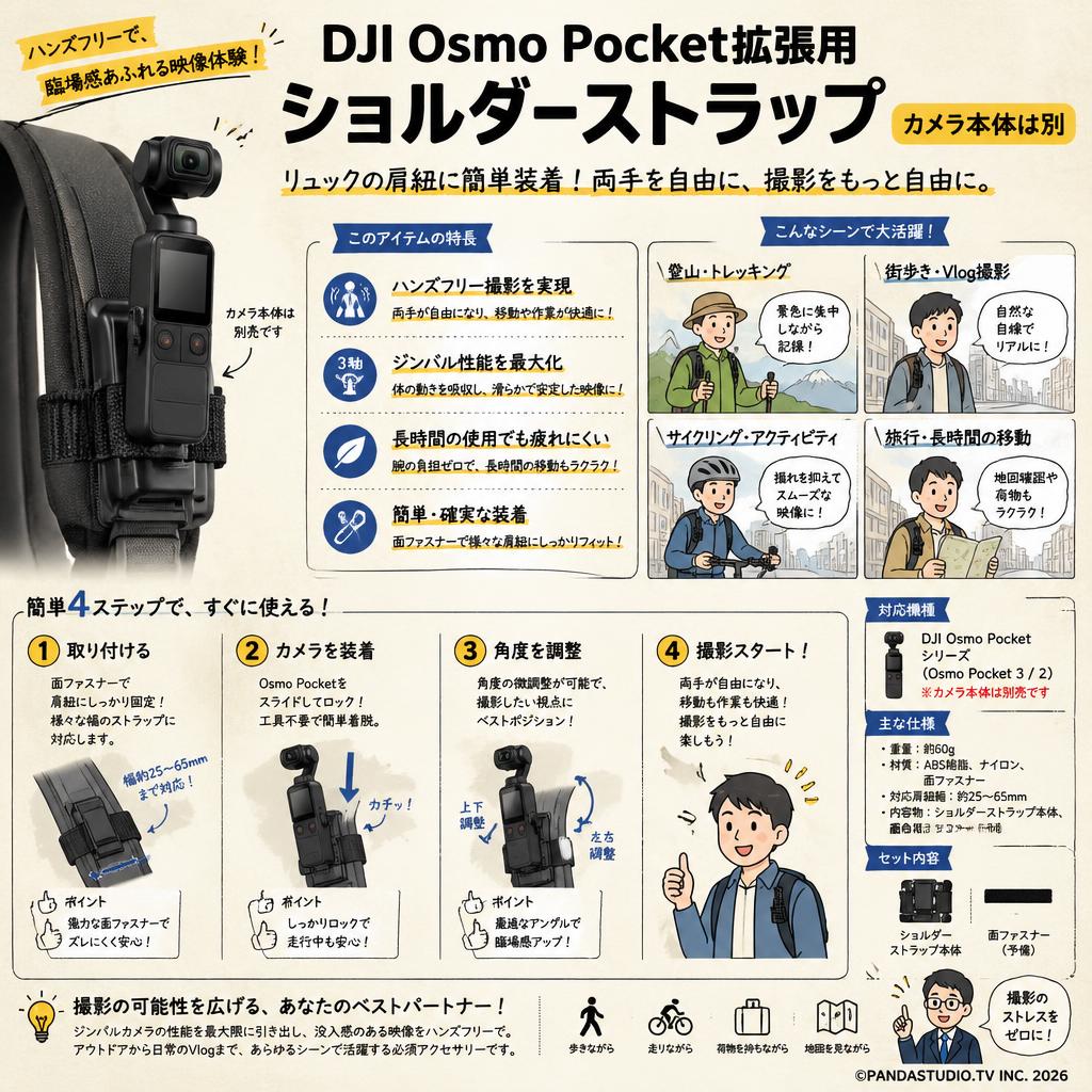 DJI Osmo Pocket拡張用 ショルダーストラップ（カメラ本体は別） 概要