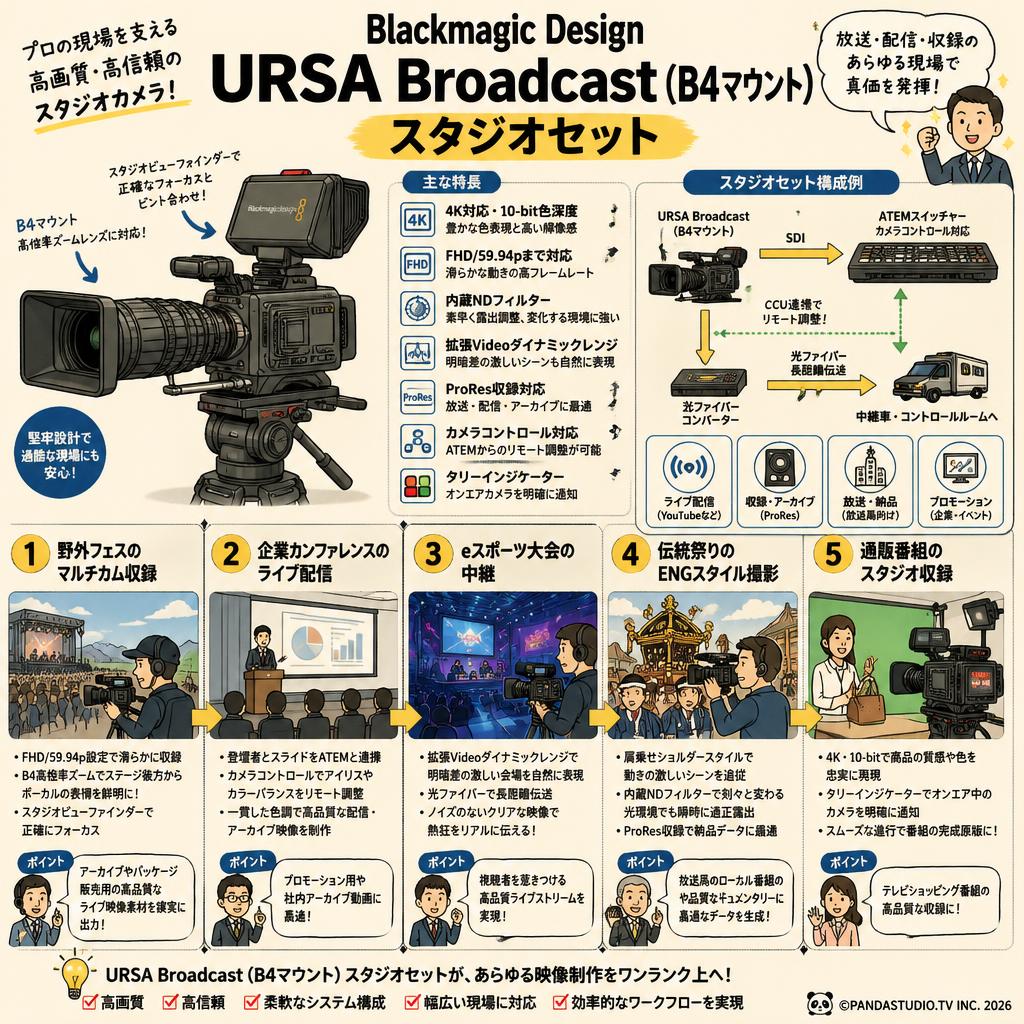 Blackmagic Design URSA Broadcast（B4マウント）スタジオセット 用途