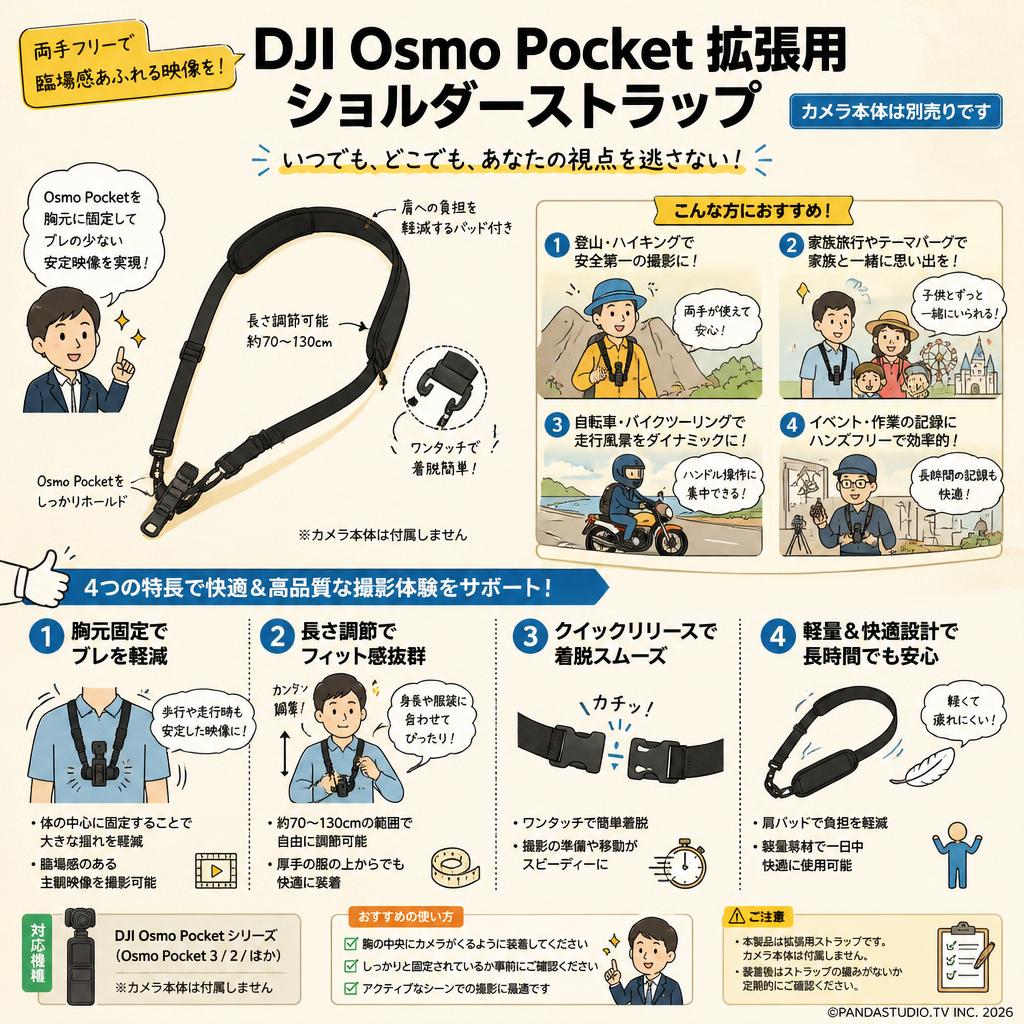 DJI Osmo Pocket拡張用 ショルダーストラップ（カメラ本体は別） おもな対象のお客様