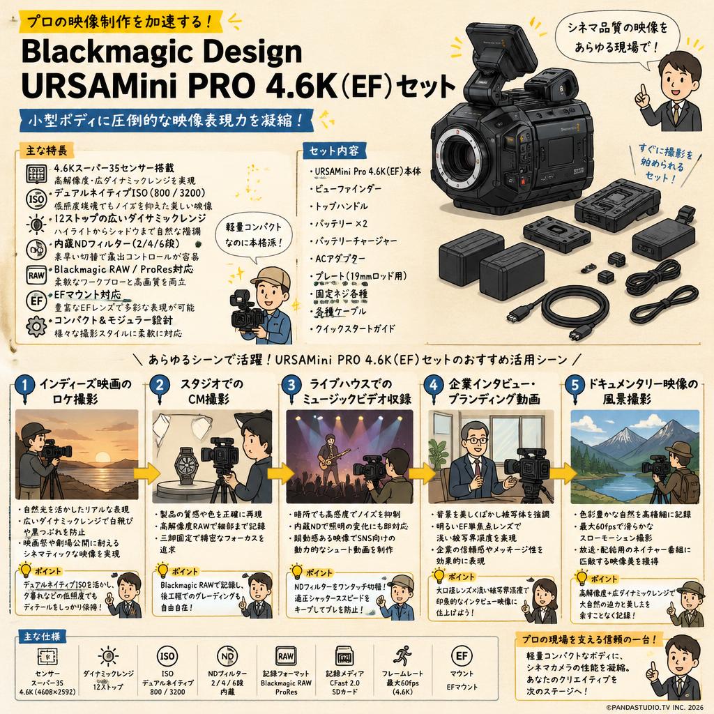 Blackmagic Design URSAMini PRO 4.6K（EF）セット 用途