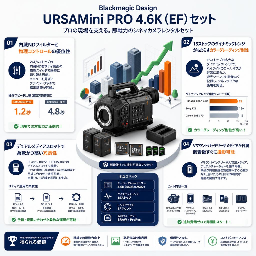 Blackmagic Design URSAMini PRO 4.6K（EF）セット セールスポイント