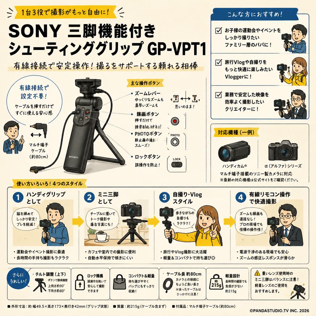 SONY 三脚機能付きシューティンググリップ GP-VPT1 | パンダスタジオ