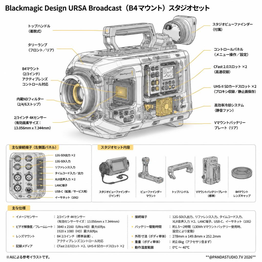 Blackmagic Design URSA Broadcast（B4マウント）スタジオセット スペック