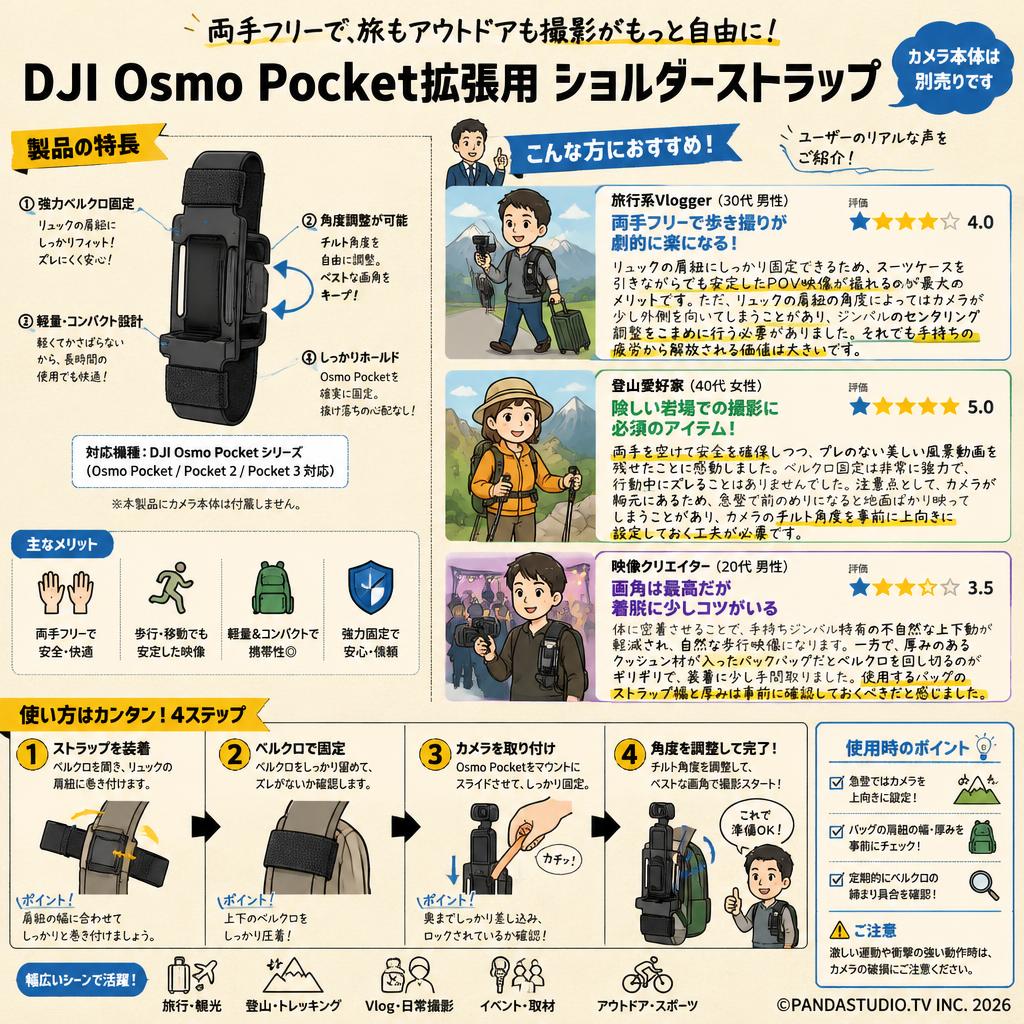 DJI Osmo Pocket拡張用 ショルダーストラップ（カメラ本体は別） インターネット上のお客様の声（評判）