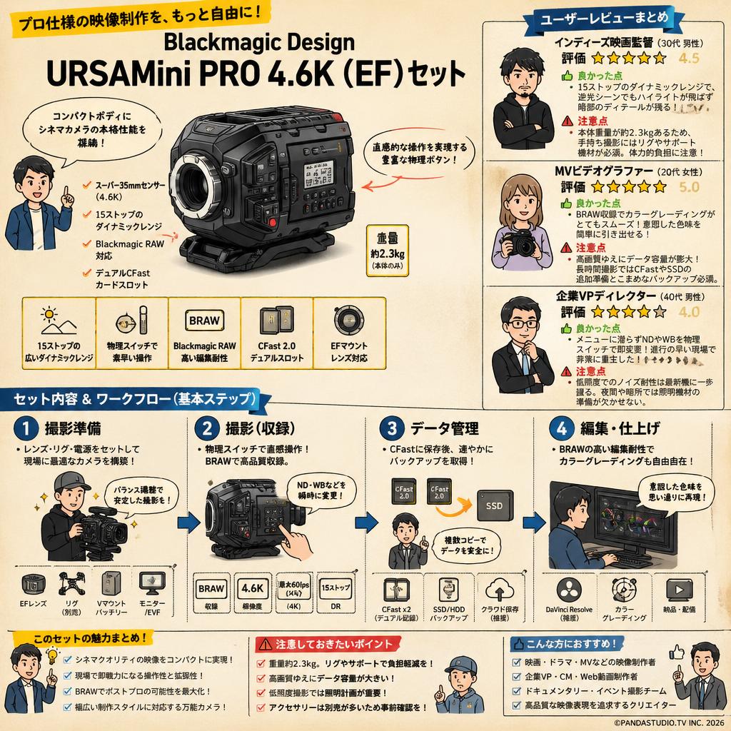 Blackmagic Design URSAMini PRO 4.6K（EF）セット インターネット上のお客様の声（評判）