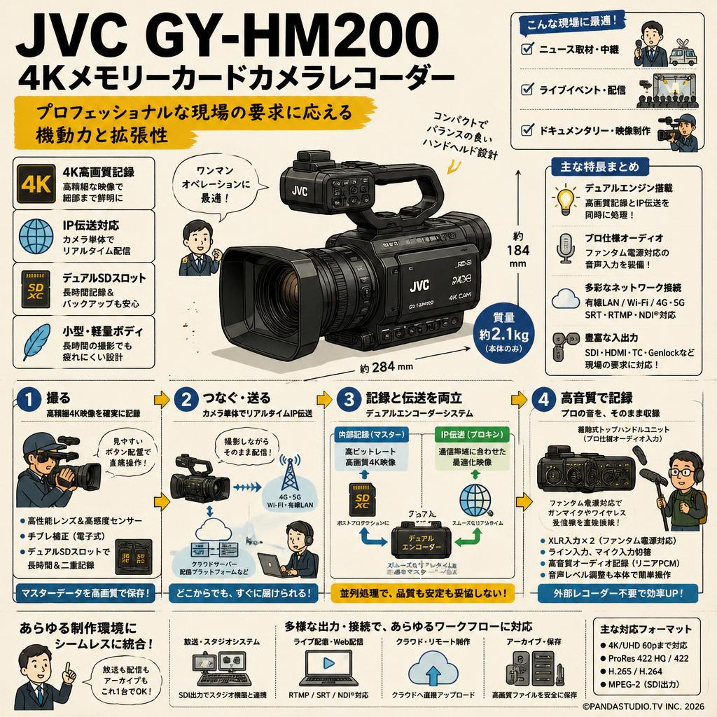 JVC GY-HM200 4Kメモリーカードカメラレコーダー 概要