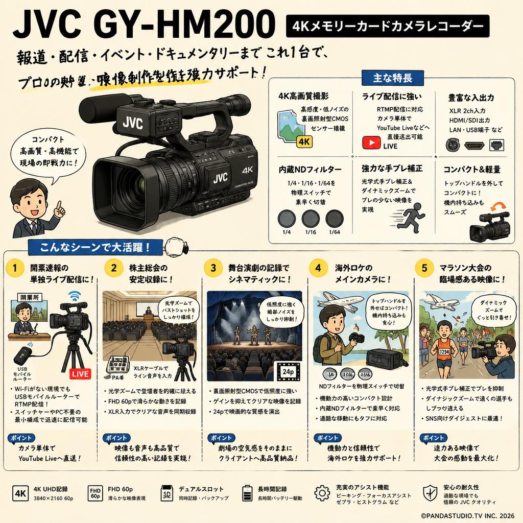 JVC GY-HM200 4Kメモリーカードカメラレコーダー 用途
