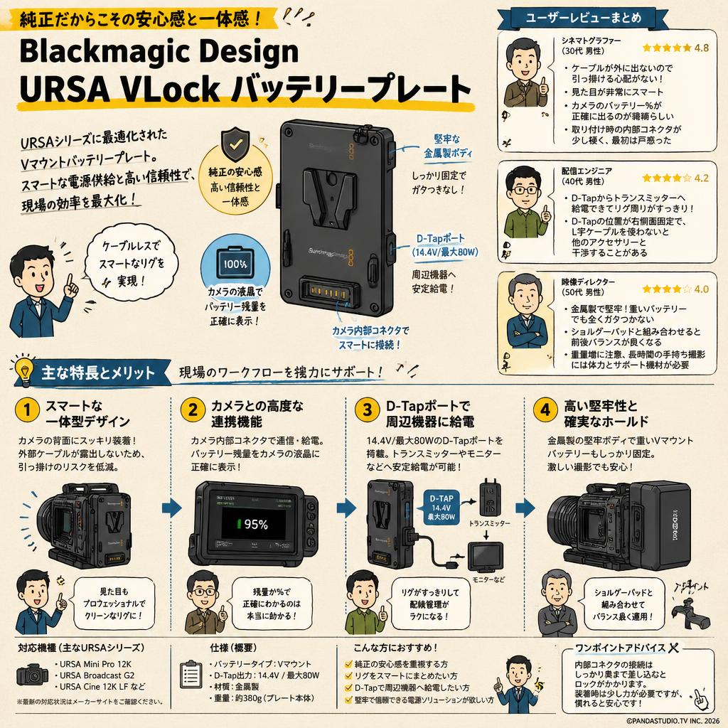Blackmagic Design  URSA VLock Battery Plate インターネット上のお客様の声（評判）