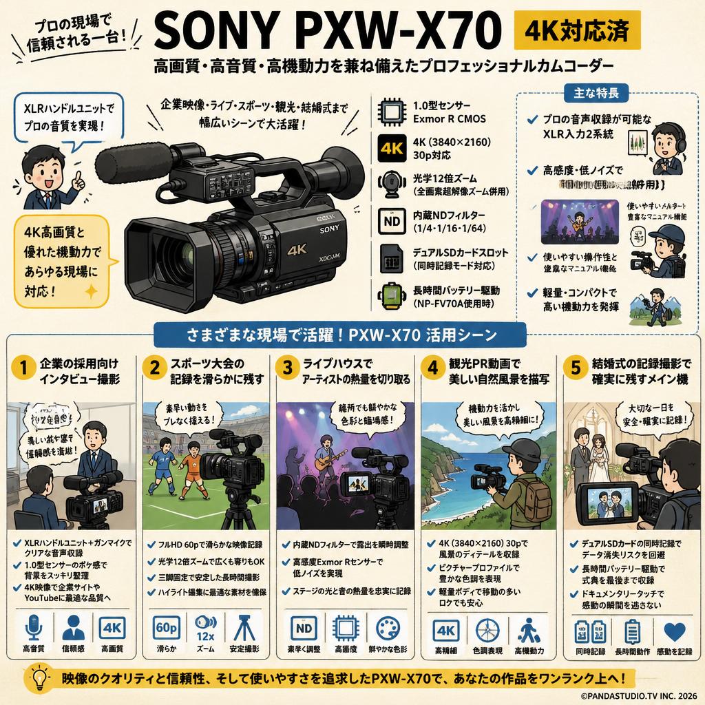 SONY PXW-X70 4K対応済 用途
