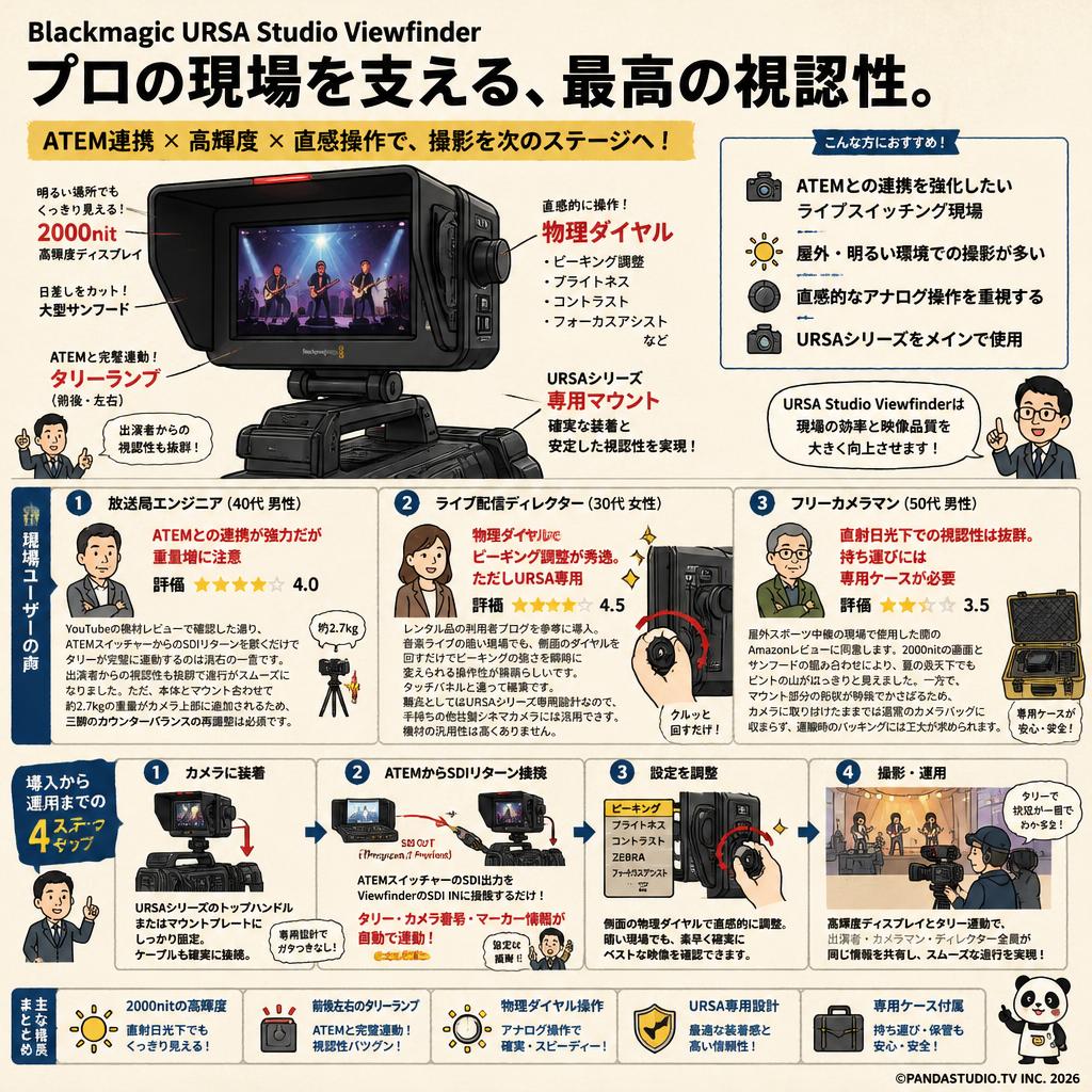 Blackmagic URSA Studio Viewfinder インターネット上のお客様の声（評判）
