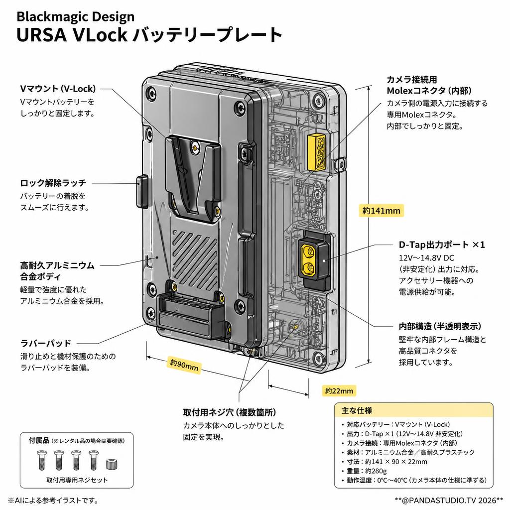 Blackmagic Design  URSA VLock Battery Plate スペック