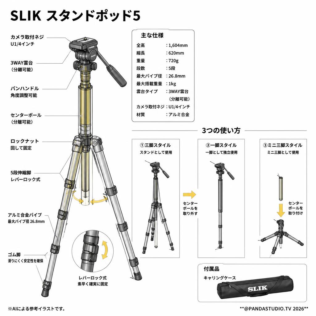 SLIK スタンドポッド5 スペック