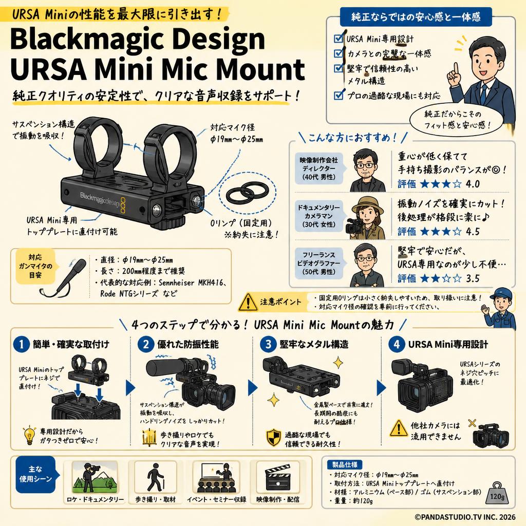 Blackmagic Design URSA Mini Mic Mount インターネット上のお客様の声（評判）