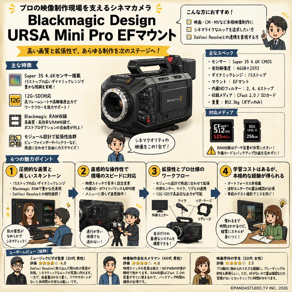 Blackmagic Design URSA Mini Pro EF Mount インターネット上のお客様の声（評判）
