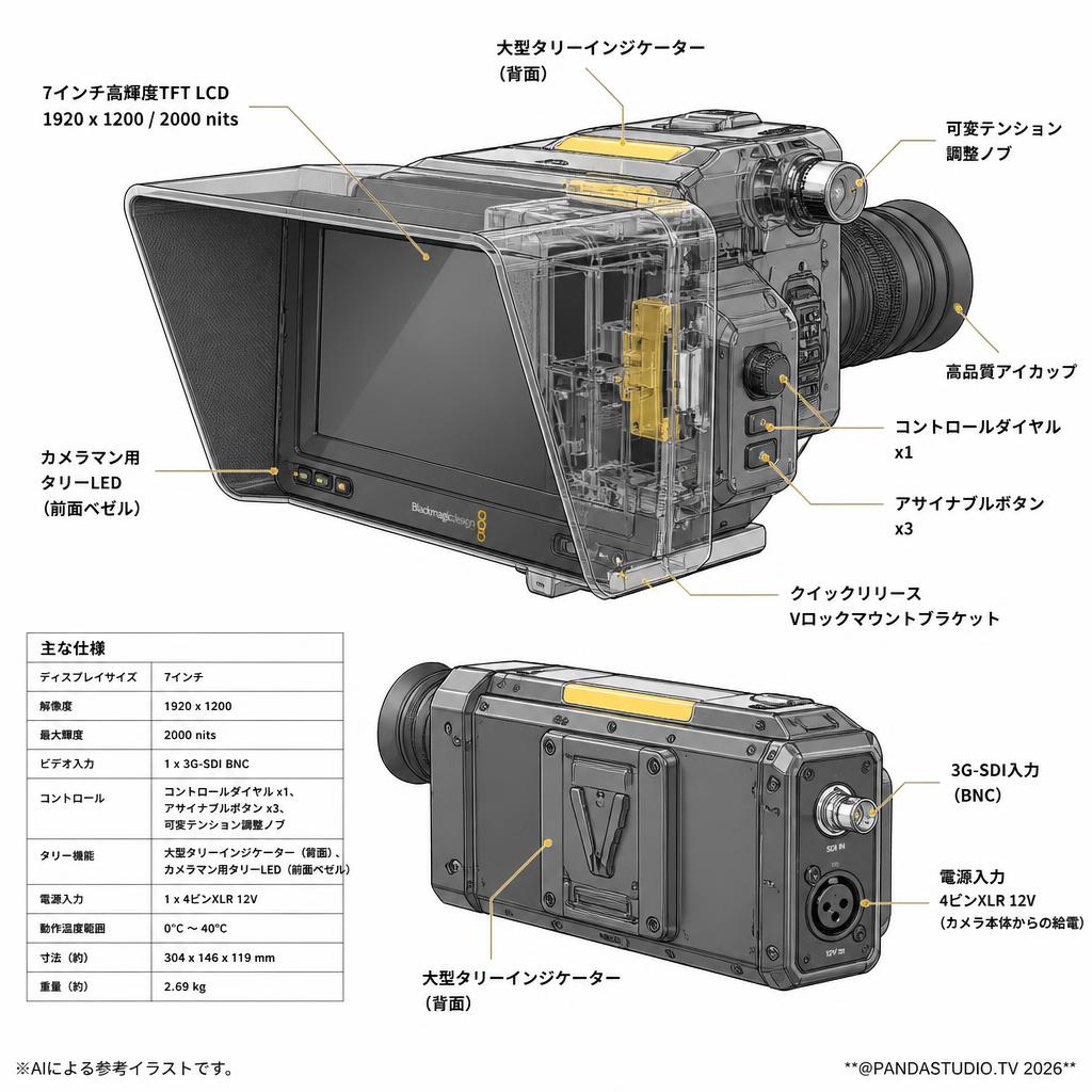 Blackmagic URSA Studio Viewfinder スペック
